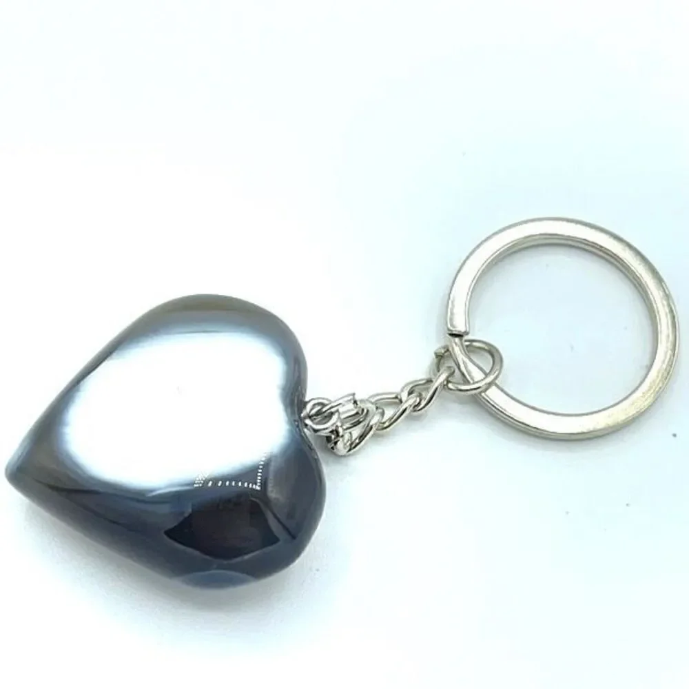 Orca agate heart keychain key ring pendant chain NEW hand crafted